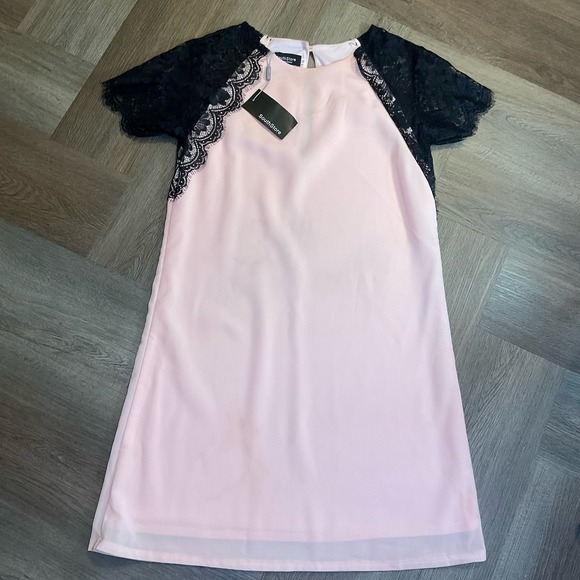 SouthStore Womens Dress Pink Black M Lace Sleeve Gothic Romantic Soft Grunge - Picture 5 of 11